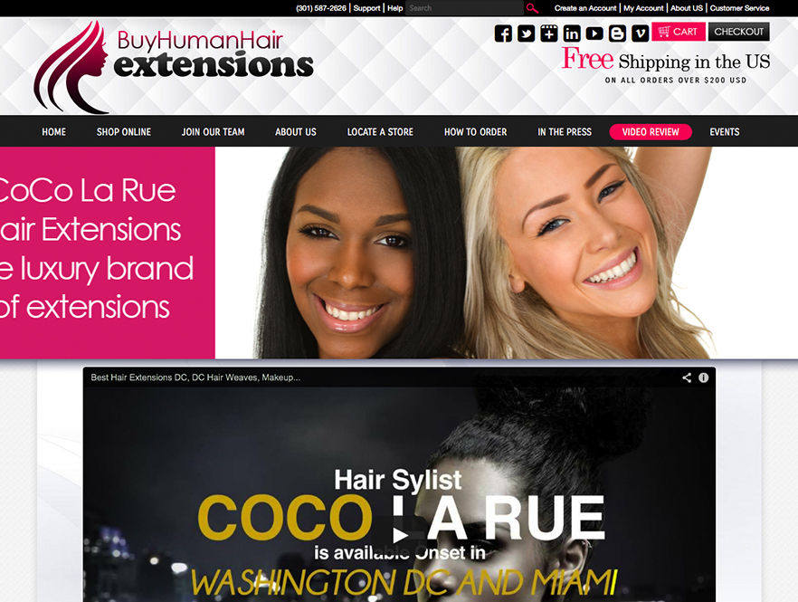 Human Hair Extensions web design - web design for hair extensions